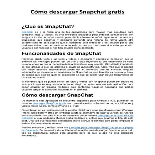 Descargar snapchat gratis | DOC