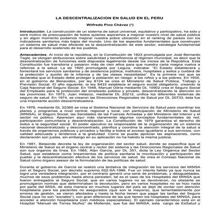 Descentralizacion general DE LA SALUD | PDF