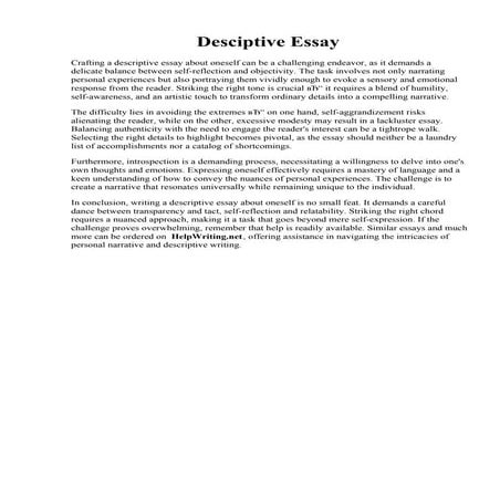 Desciptive Essay. How to Write a Descriptive Essay: 14 Steps with Pictures
