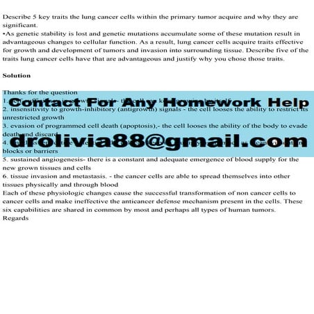 Describe 5 key traits the lung cancer cells within the primary tumor.pdf