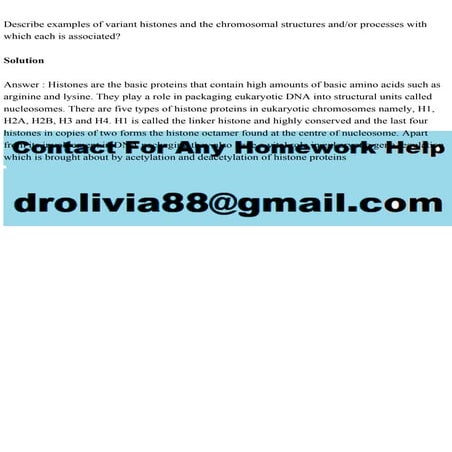 Describe examples of variant histones and the chromosomal structures.pdf