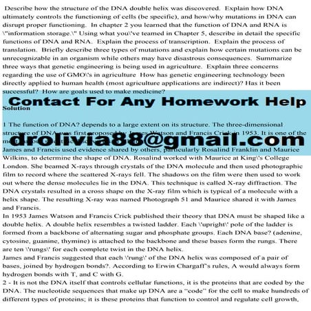 Describe how the structure of the DNA double helix was discovered.  E.pdf