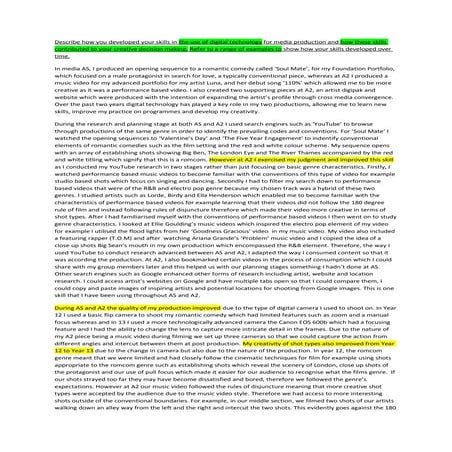 G325 Media: Describe how you developed your skills in the use of digital tech...