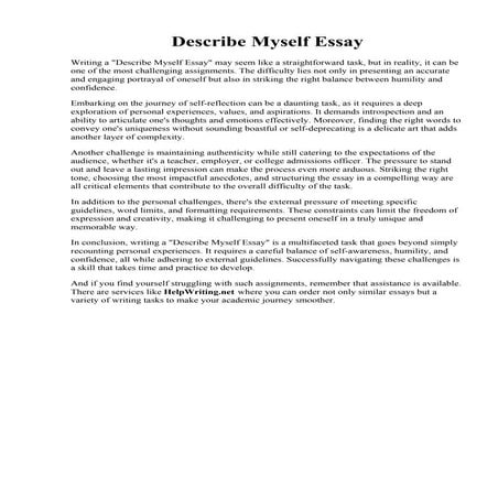 Describe Myself Essay