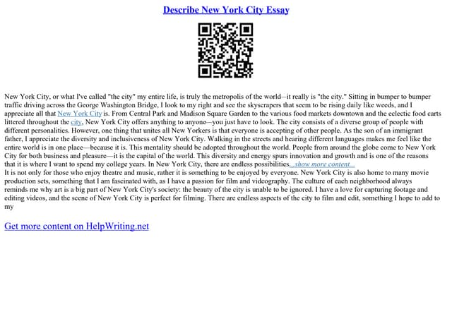 Essay On New York City