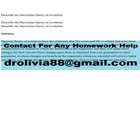 Describe the Darwinian theory of evolutionDescribe the Darwi.pdf