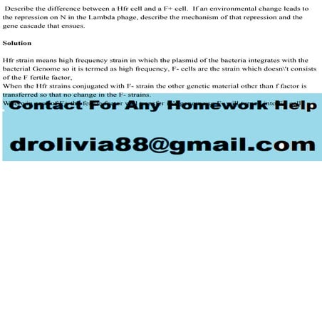 Describe the difference between a Hfr cell and a F+ cell.  If an envi.pdf