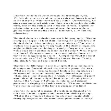 Describe the paths of water through the hydrologic cycle.  Explain.docx