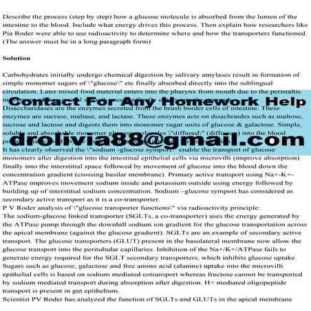 Describe the process (step by step) how a glucose molecule is absorb.pdf