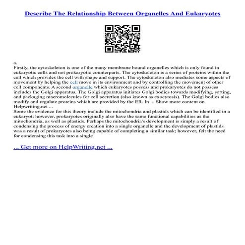 Describe The Relationship Between Organelles And Eukaryotes
