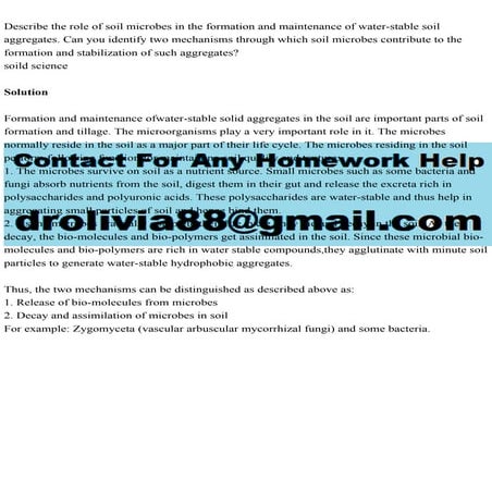 Describe the role of soil microbes in the formation and maintenance .pdf