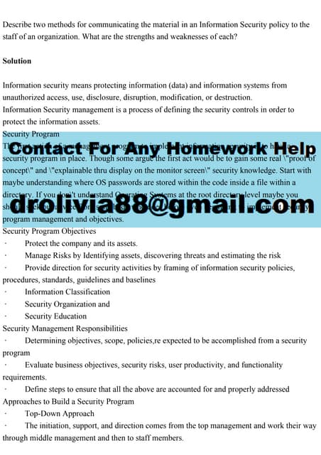 Describe two methods for communicating the material in an Informatio.pdf
