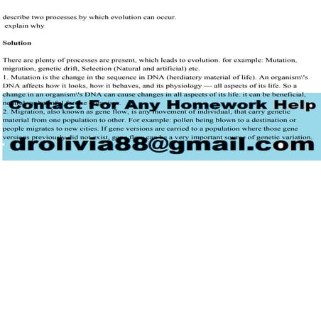 describe two processes by which evolution can occur. explain why.pdf