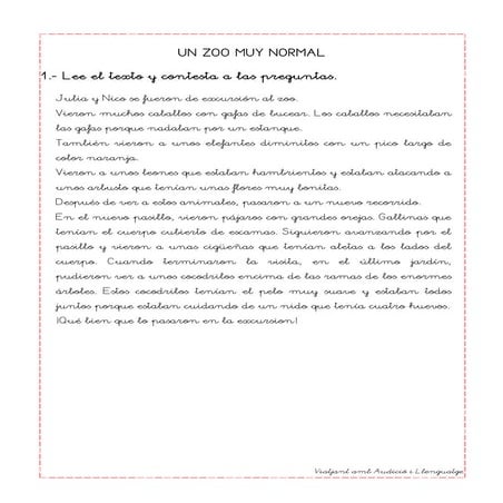 Describiendo animales lectura