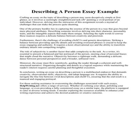 Describing A Person Example Writing – AANAQW
