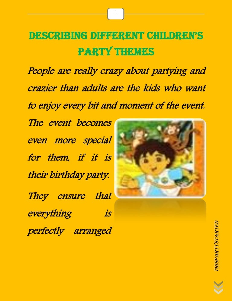 Describing Different Childrens Party Themes