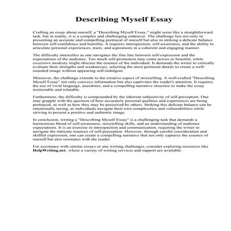 Describing Myself Essay. Carlow University