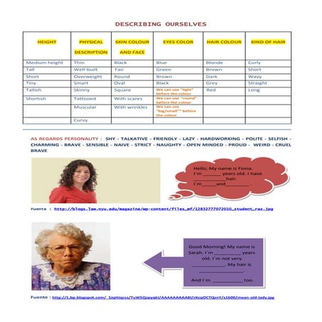 Describing ourselves - Describiéndonos
