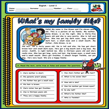 Describing people   worksheet - text