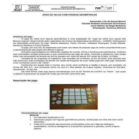JOGO DA VELHA COM FIGURAS GEOMÉTRICAS