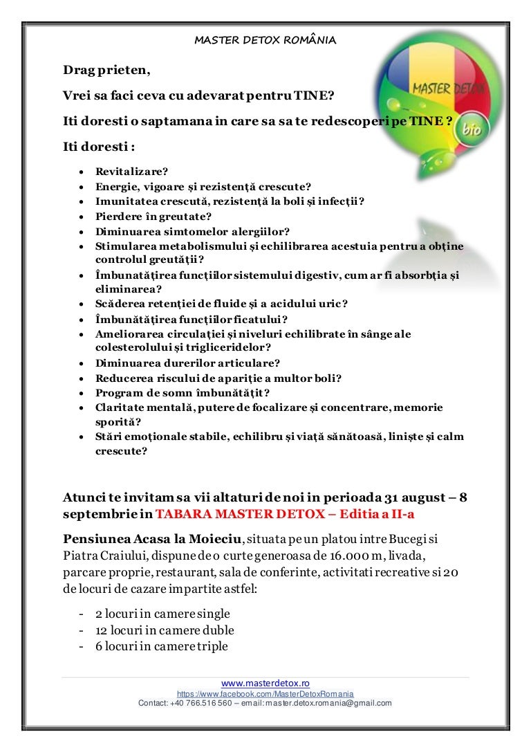 tabere de detoxifiere in romania 2021