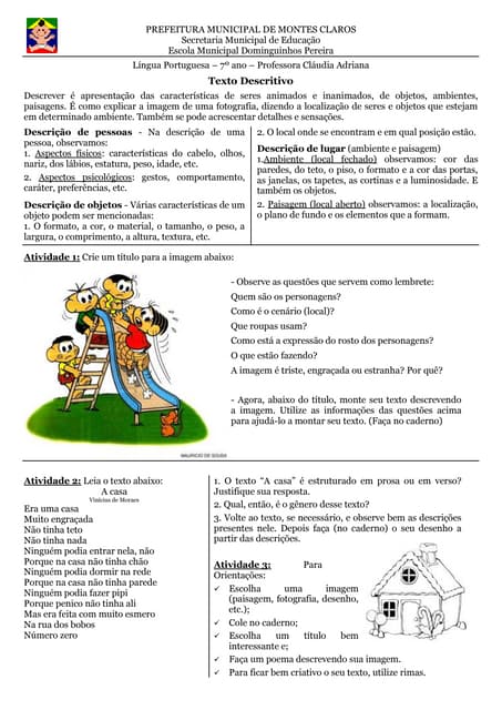 Atividade para iniciar o texto desc...