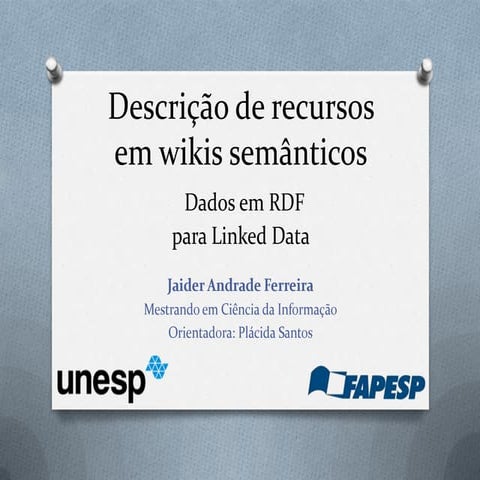 Descrição de recursos em wikis semânticos