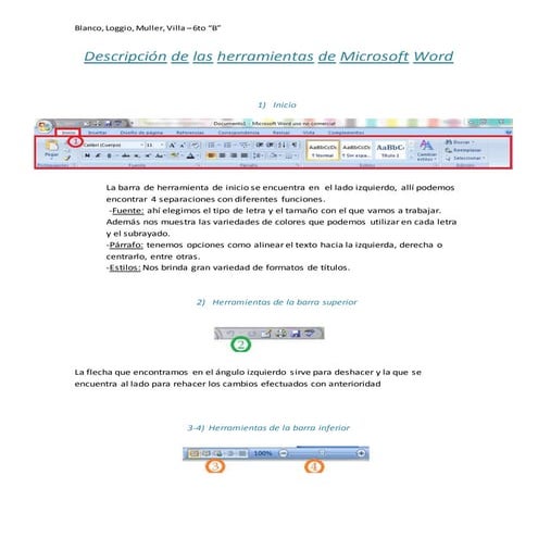 Descripción de las herramientas de microsoft word