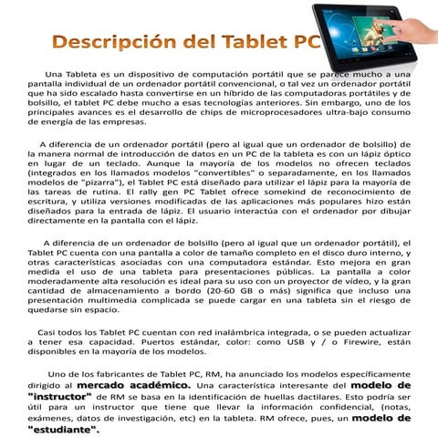 Descripción del tablet pc