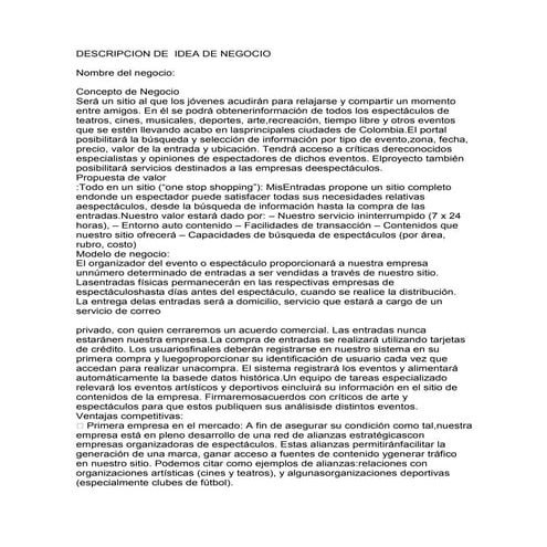 Descripcion de  idea de negocio