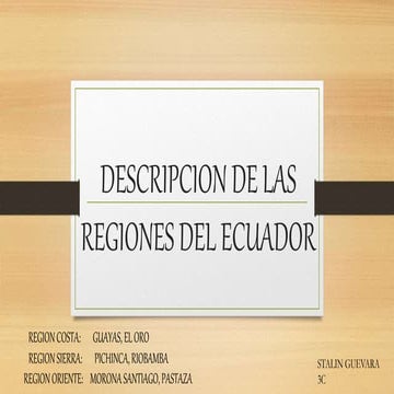Características de seis provincias de la región litoral del Ecuador | PPTX