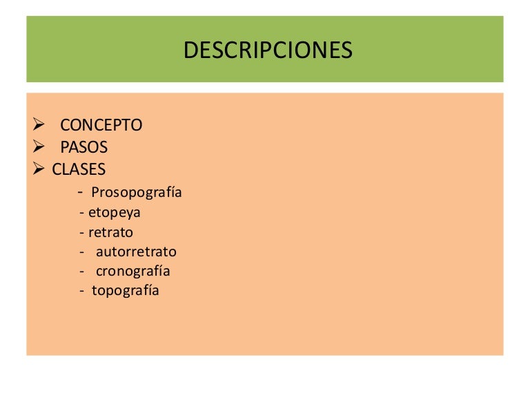 Clases de descripciones