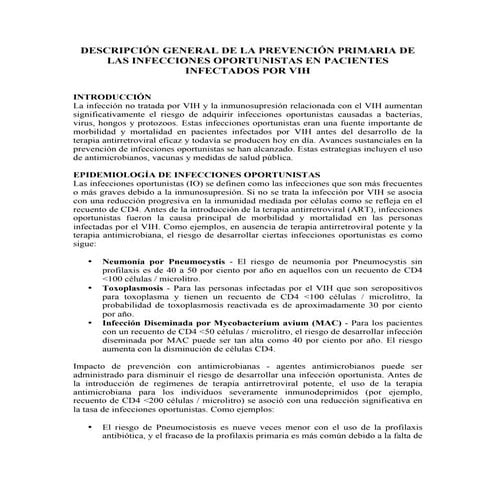 Descripción general de la prevención primaria de las infecciones oportunist...