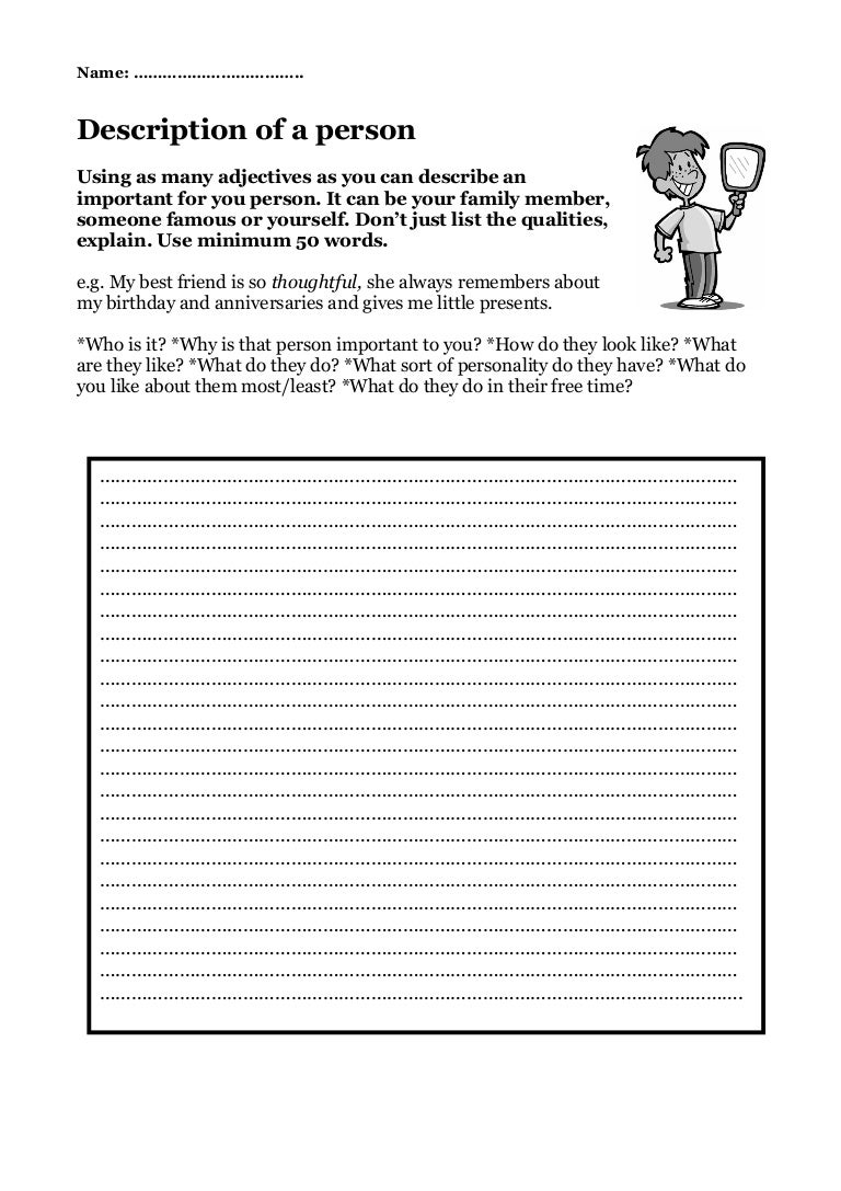 description of a person essay
