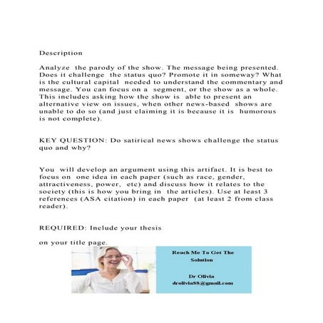 DescriptionAnalyze  the parody of the show. The message bein.docx