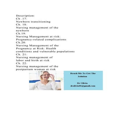 DescriptionCh .17Newborn transitioningCh. 18Nursing manag.docx
