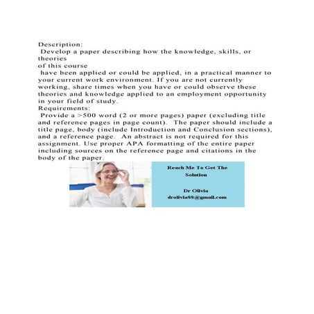 Description Develop a paper describing how the knowledge, skill.docx