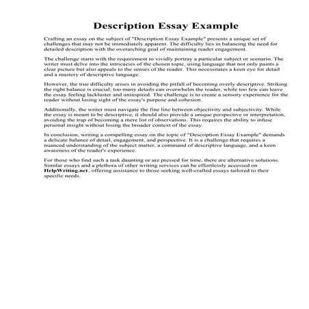 Description Essay Example