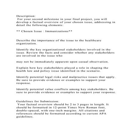 Description For your second milestone in your final project, you .docx