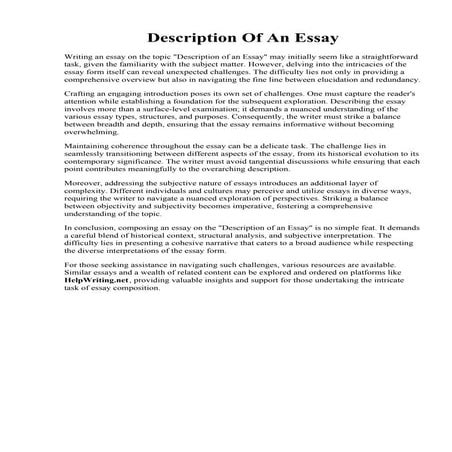 Description Of An Essay