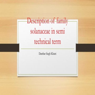 Description of family solanaceae in semi technical term/class11 bilogy