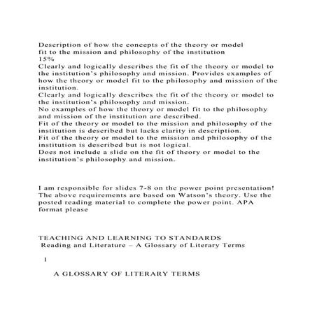 Description of how the concepts of the theory or model fit to the .docx