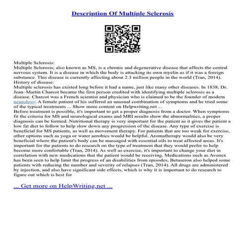 Description Of Multiple Sclerosis | PDF