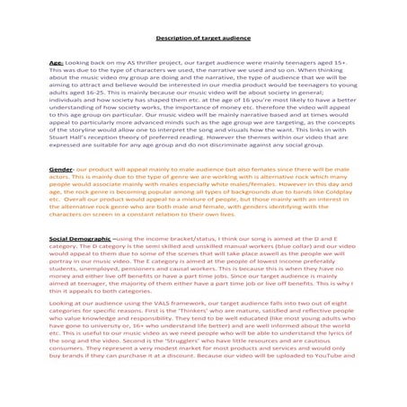 Description of target audience