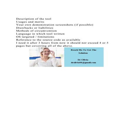 Description of the toolUsages and meritsYour own demonstration.docx