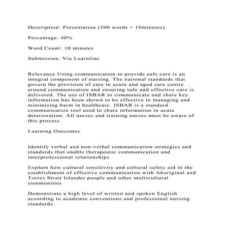 Description Presentation (500 words + 10minutes)Percentage 40.docx