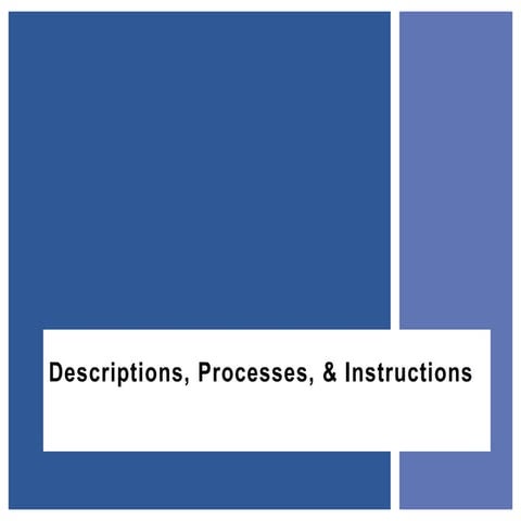 Descriptions, processes, and instructions