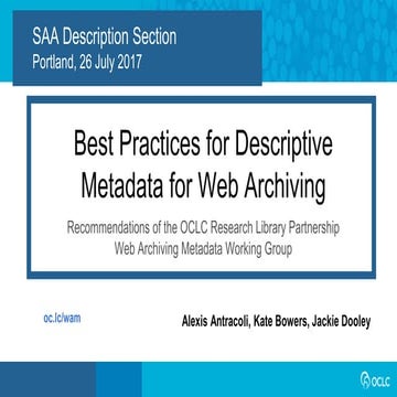 Best Practices for Descriptive Metadata for Web Archiving | PPT