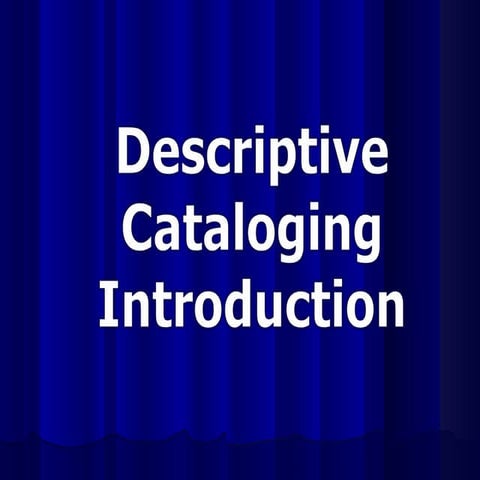 Descriptive cataloging areas of description