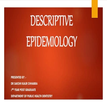 Descriptive epidemiology   lecture -
